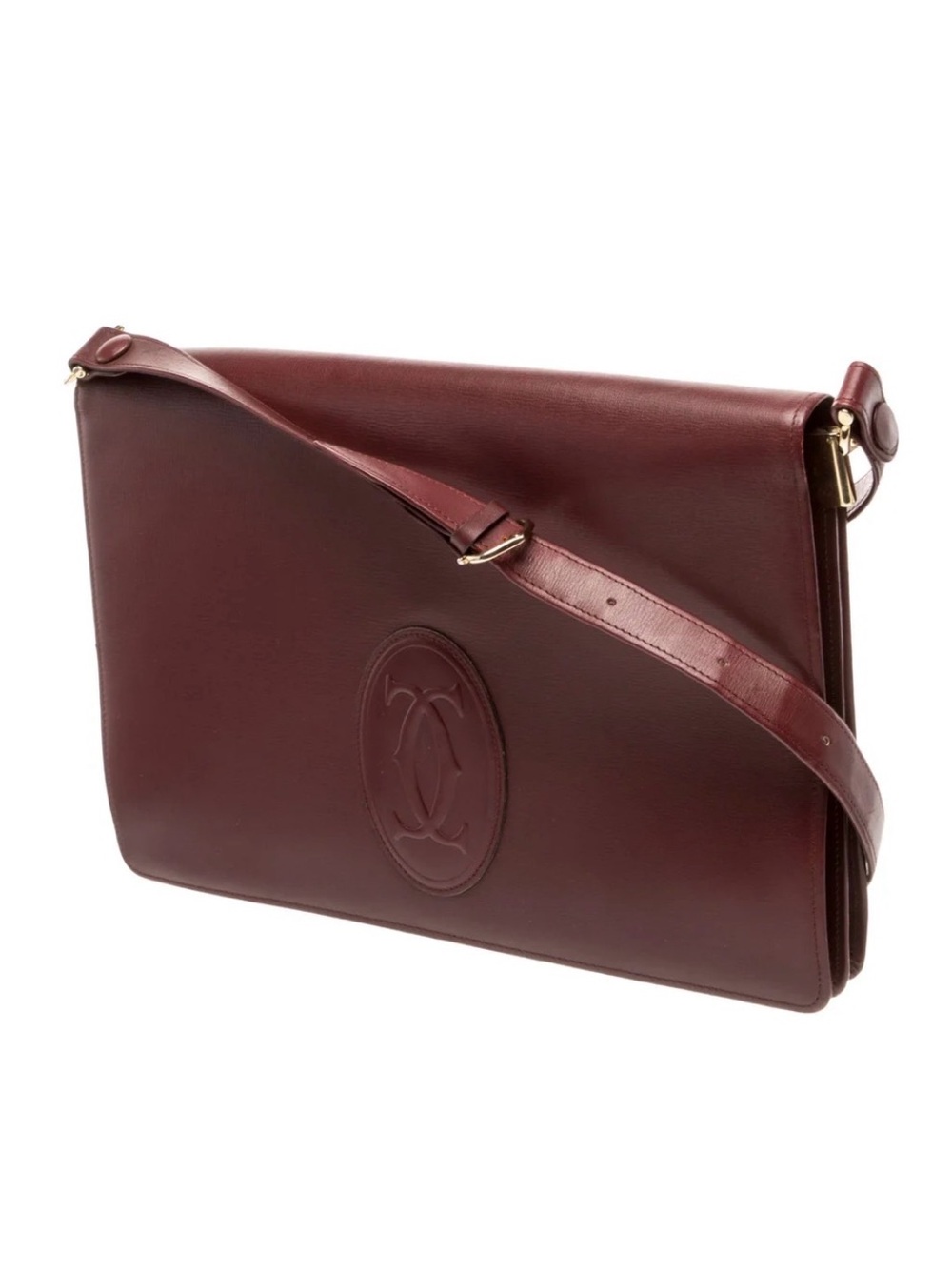 Cartier Les Must de Cartier Burgundy calfskin Leather Shoulder Bag